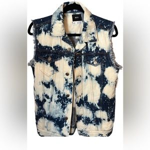 Urban Outfitters  tie dye denim vest with frayed sleeves